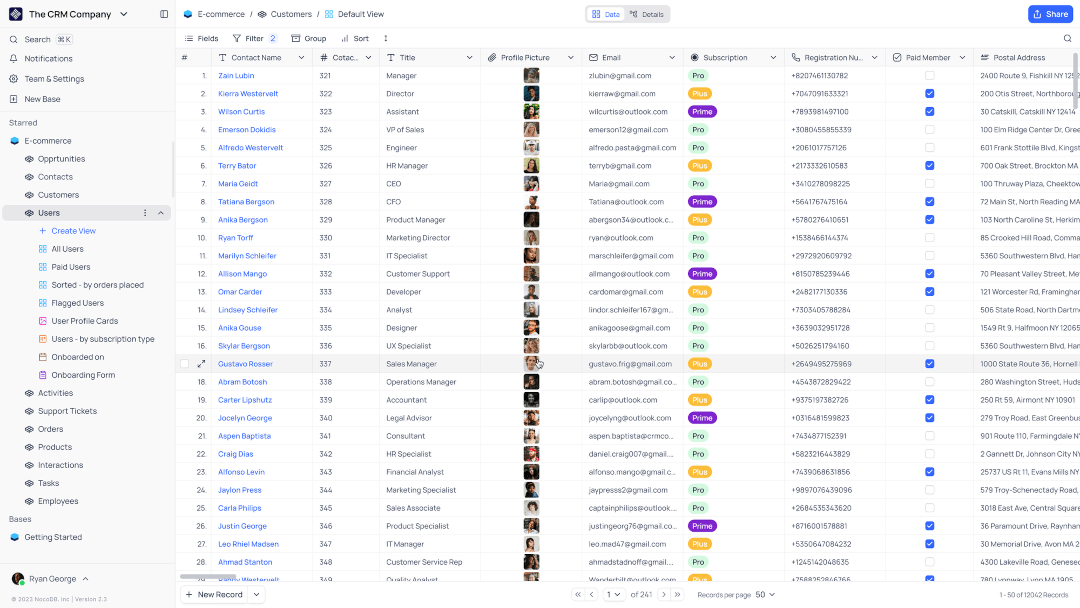 Grid View, the default way to use tables